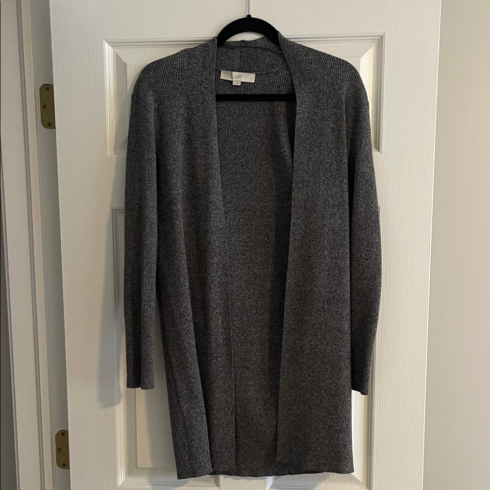 LOFT Charcoal Open Front Cardigan